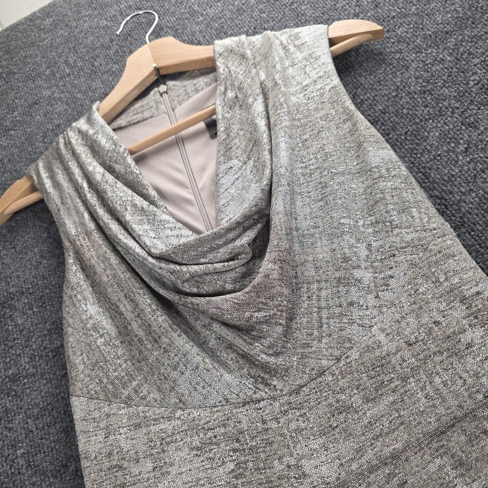 Vince Camuto Jumpsuit Womens 0 Silver Metallic Cowl Neck Wide Leg Sleeveless